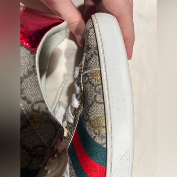 Gucci Ace GG Supreme "Bees" Low Top Sneakers Size 38/ US 8 - Picture 16 of 16